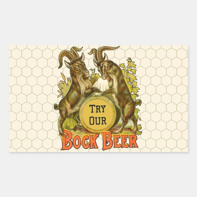 Vintage Bock Beer Poster: Antique Goat Saloon Bar  Rectangular Sticker (Front)