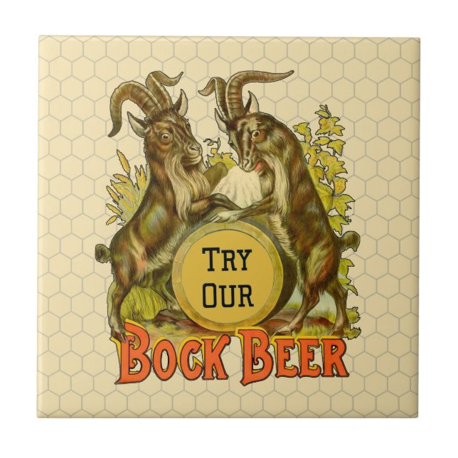 Vintage Bock Beer Poster: Antique Goat Saloon Bar  Tile (Front)