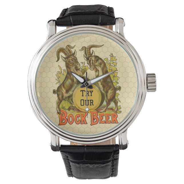 Vintage Bock Beer Poster: Antique Goat Saloon Bar  Watch (Front)