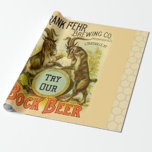 Vintage Bock Beer Poster: Antique Goat Saloon Bar Wrapping Paper