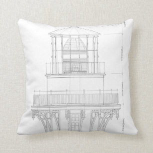 Vintage Bodie Island Lighthouse Blueprint Cushion