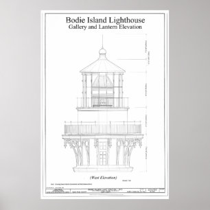 Vintage Bodie Island Lighthouse Blueprint Poster