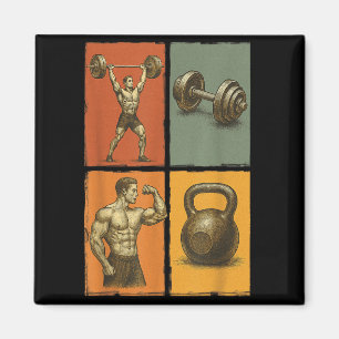 Vintage Bodybuilding Gym Workout Dumbbell Magnet