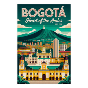 Vintage Bogotá Colombia Heart of the Andes Retro Poster
