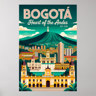 Vintage Bogotá Colombia Heart of the Andes Retro Poster