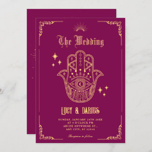 Vintage Bohemian art symbols wedding Invitation