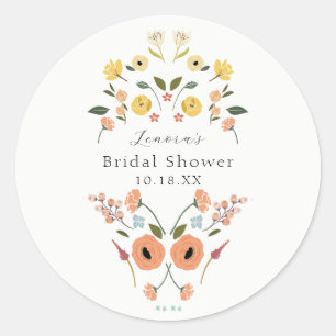 Vintage Bohemian Floral Bridal Shower Classic Round Sticker