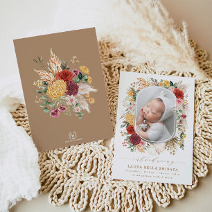 Vintage Bohemian Floral Garden Birth Announcement