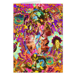 Vintage Bohemian Goddess Neon Greeting Card