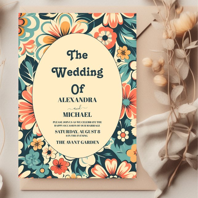 Vintage Bohemian Retro  Casual Wedding  Invitation (Creator Uploaded)
