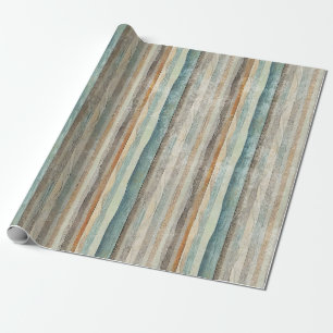 Vintage Bohemian Textured Stripe Patterned Wrapping Paper