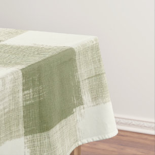 Vintage Bohemian Watercolor Plaid in Moss Green Tablecloth