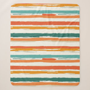 Vintage Bohemian Watercolor Striped (1) Sherpa Blanket