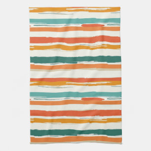 Vintage Bohemian Watercolor Striped (1) Tea Towel