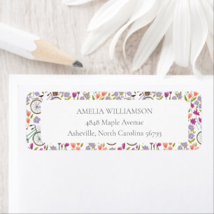 Vintage Boho Bicycle Floral Custom Return Address  Label