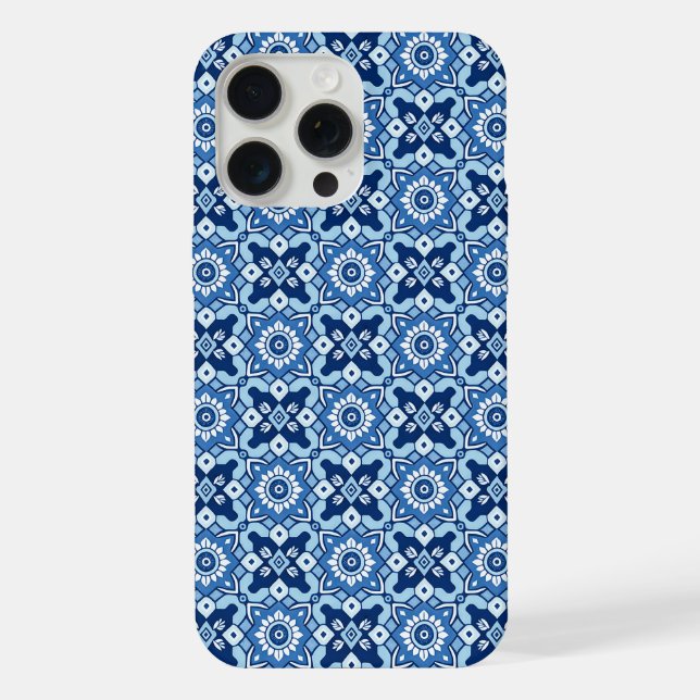 Vintage Boho Blue Floral Pattern iPhone Case (Back)