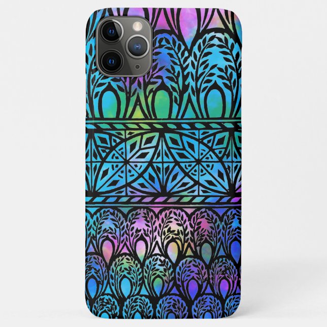 Vintage Boho Blues Stained Glass Pattern Case (Back)