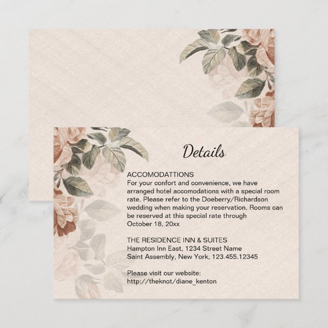 Vintage Boho Botanical Details Rustic Terracotta  Enclosure Card (Front/Back)