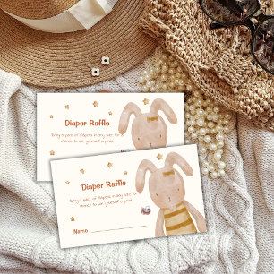Vintage Boho Bunny Toy Diaper Raffle Baby Shower Enclosure Card