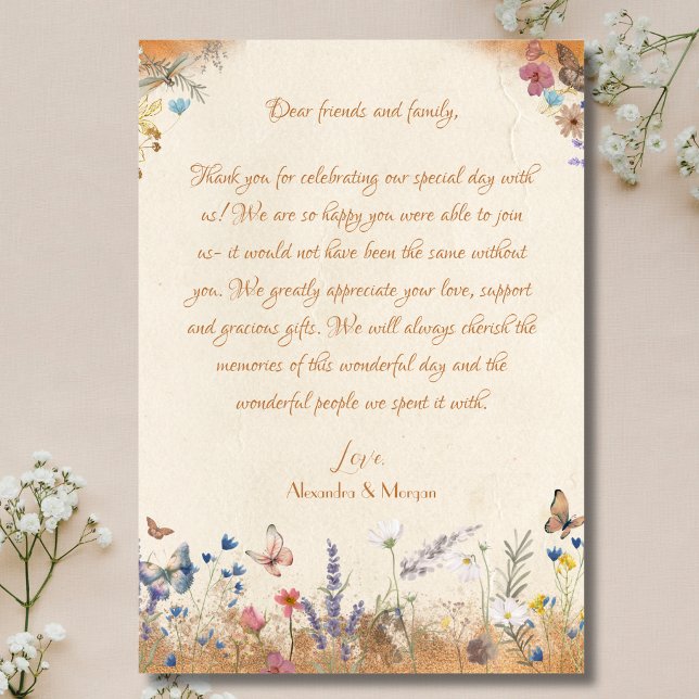 Vintage Boho Butterfly Garden Thank You Card (Creator Uploaded)