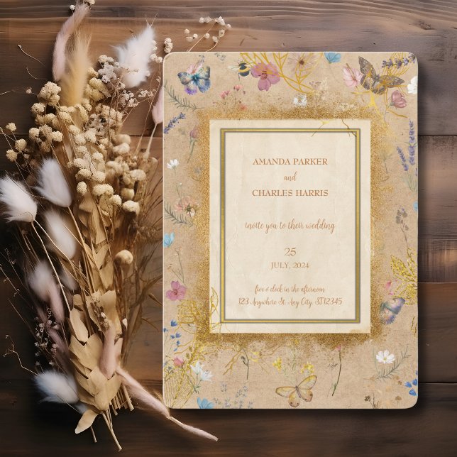 Vintage Boho Butterfly Garden Wedding  Invitation (Creator Uploaded)