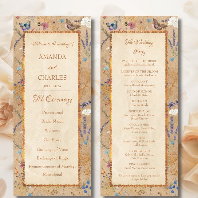 Vintage Boho Butterfly Garden Wedding Program (Creator Uploaded)