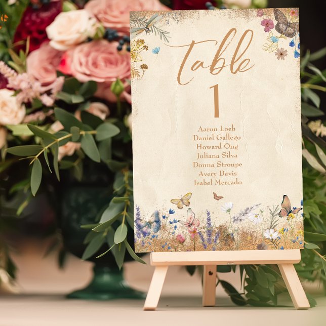 Vintage Boho Butterfly Garden Wedding  Table Number (Creator Uploaded)