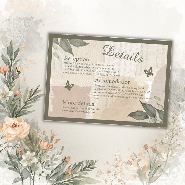 vintage boho chic greenery wedding  enclosure card (Creator Uploaded)