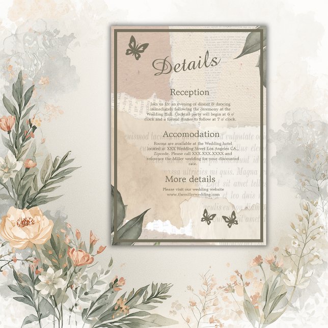 vintage boho chic greenery wedding  enclosure card (Creator Uploaded)