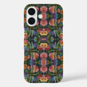 Vintage boho chic pastel floral garden dragonfly  iPhone 16 case