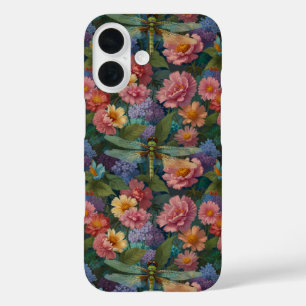 Vintage boho chic pastel floral garden dragonfly  iPhone 16 case