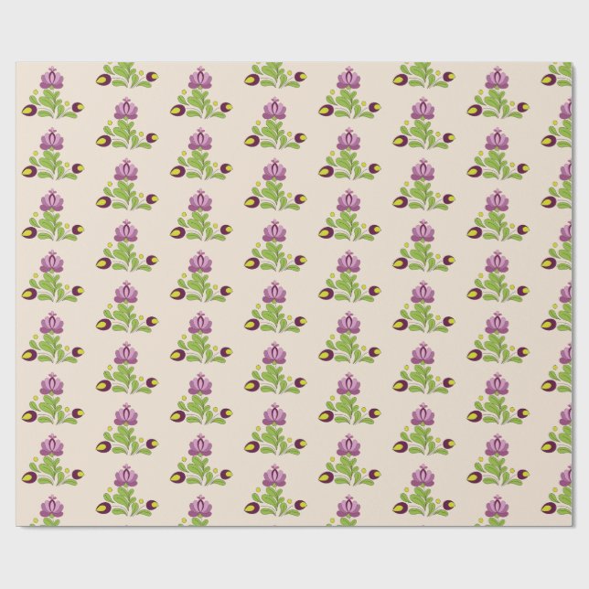 Vintage Boho Floral 60`s Wrapping Paper (Flat)