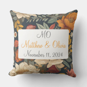 Vintage Boho Floral Pattern Wedding Gift Cushion