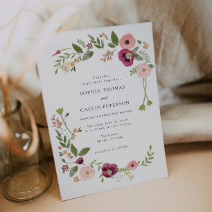 Vintage Boho Floral Wedding Invitation