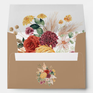 Vintage Boho Flowers Pampas Grass Greenery Envelope