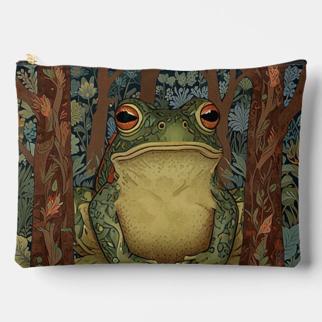 Vintage boho forest frog accessory pouch (Front)