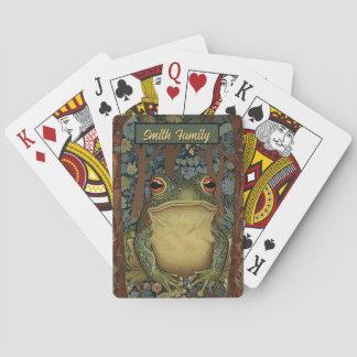 Vintage boho forest frog playing cards