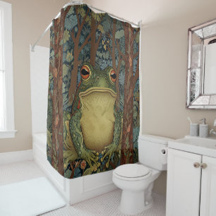 Vintage boho forest frog shower curtain