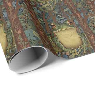 Vintage boho forest frog wrapping paper