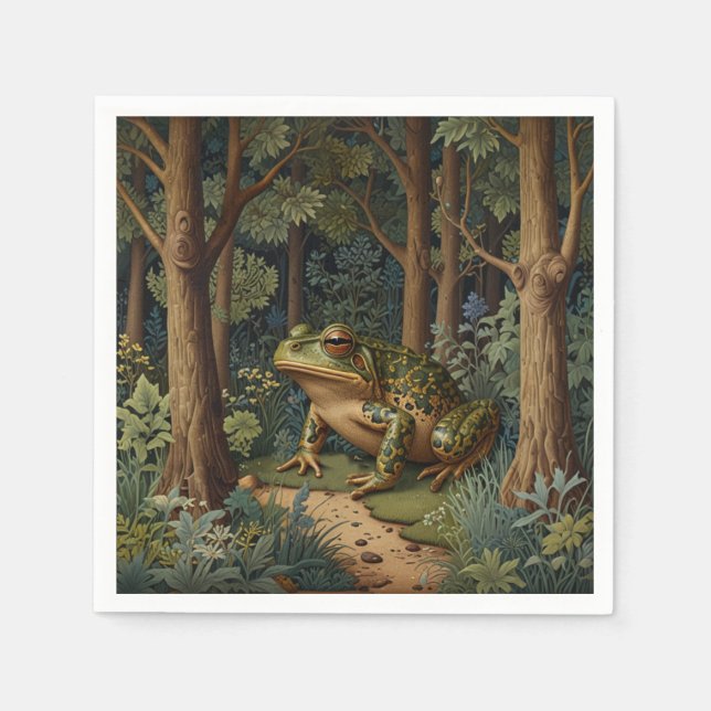 Vintage boho frog woodland forest napkin (Front)