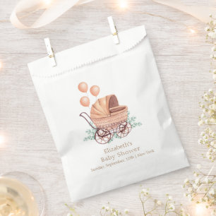 Vintage Boho Greenery Stroller Balloon Baby Shower Favour Bag