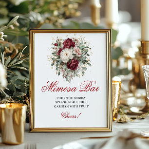 Vintage Boho Mimosa Bar Blush Burgundy Sign
