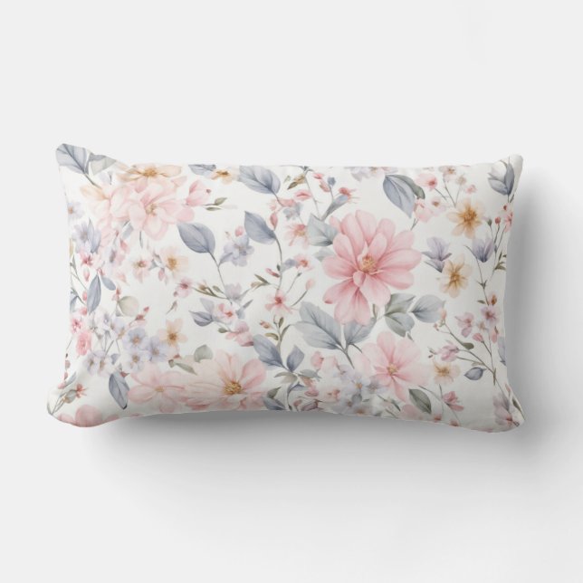 Vintage Boho Pastel Floral Pattern Pillow (Front)