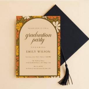 Vintage Boho Rustic Floral Arch Frame Graduation Announcement