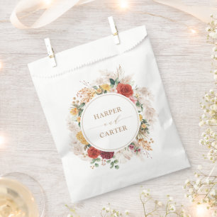 Vintage Boho Tropical Pampas Grass Floral Wedding Favour Bag