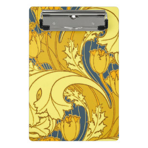 Vintage Bold Tulip Blue Gold Pattern Mini Clipboard