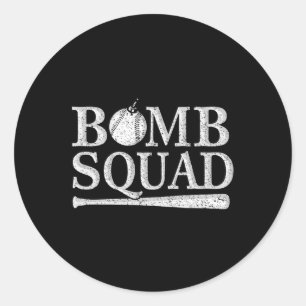 Vintage Bomb Squad Dinger Home Run Sell Softll Hit Classic Round Sticker