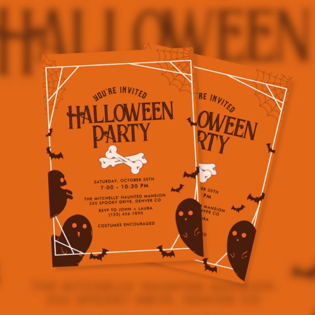 Vintage Bone Halloween Party Invitation (Creator Uploaded)
