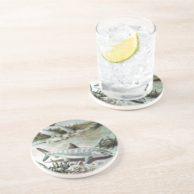 Vintage Bonefish Underwater Scene Coaster (Side)