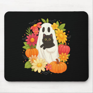 Vintage Boo Halloween Ghost Floral Black Cat Groov Mouse Pad